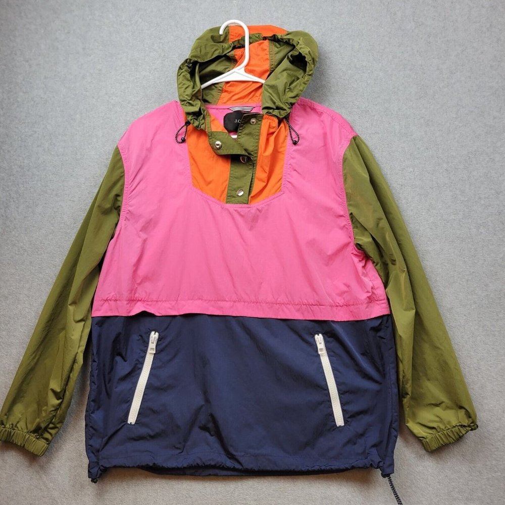 J.Crew Windbreaker Jacket Womens Small Esper Color Block Anorak Lightweight